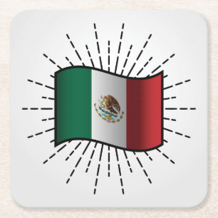 Illustration der Nationalflagge Mexikos Rechteckiger Pappuntersetzer