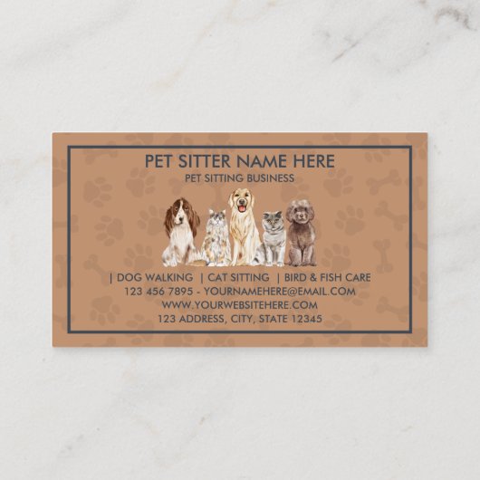 Illustration der Navy Pads Hunde Katzen Haustier Visitenkarte (Rückseite)