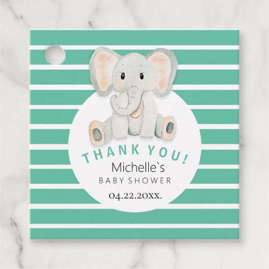 Illustration der niedlichen Elephant-Wasserfarbe Geschenkanhänger (Vorderseite)