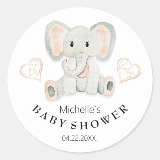 Illustration der niedlichen Frühlingslephant Runder Aufkleber (Vorderseite)
