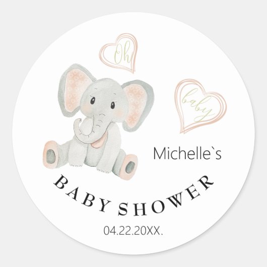 Illustration der niedlichen Frühlingslephant Runder Aufkleber (Vorderseite)