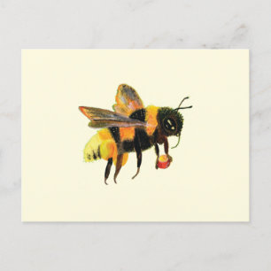 Illustration der niedlichen Hummelbiene mit Pollen Postkarte