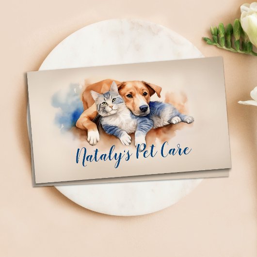 Illustration der niedlichen Katze- und Hundefälle Visitenkarte