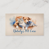 Illustration der niedlichen Katze- und Hundefälle Visitenkarte (Vorderseite)