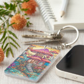 Illustration der niedlichen kreativen Pilzhütte Schlüsselanhänger (Vorderseite rechts)