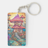 Illustration der niedlichen kreativen Pilzhütte Schlüsselanhänger (Rückseite)