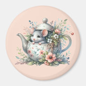 Illustration der niedlichen Maus im Blumentepot Magnet (Vorne)