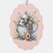 Illustration der niedlichen Maus im Blumentepot Ornament Karte (Links)