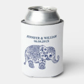 Illustration der niedlichen Navy-Blue Paisley Elep Dosenkühler (Kanne Vorderseite)