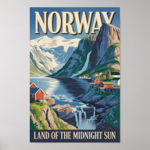 Illustration der norwegischen Landschaft, Reise, K Poster
