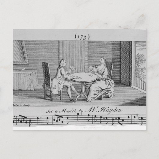 Illustration der Notenschrift von Joseph Haydn Postkarte (Vorderseite)