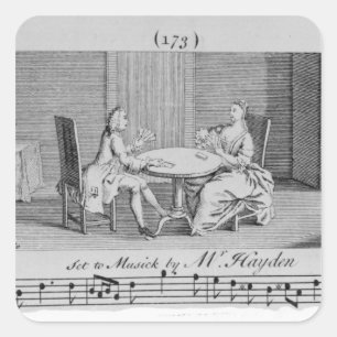 Illustration der Notenschrift von Joseph Haydn Quadratischer Aufkleber