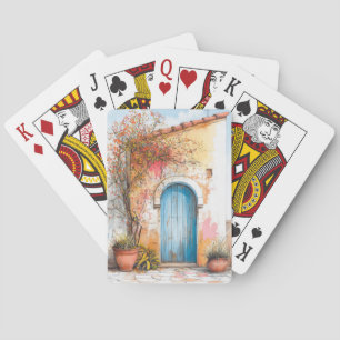 Illustration der Pastelfarbe Zeichnend Dorfhäuser Spielkarten