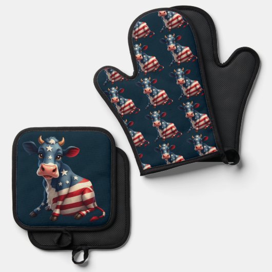 Illustration der patriotischen amerikanischen Flag Ofenhandschuh & Topflappen-Set (Vorderseite/Rückseite)