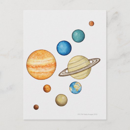 Illustration der Planeten des Sonnensystems Postkarte (Vorderseite)