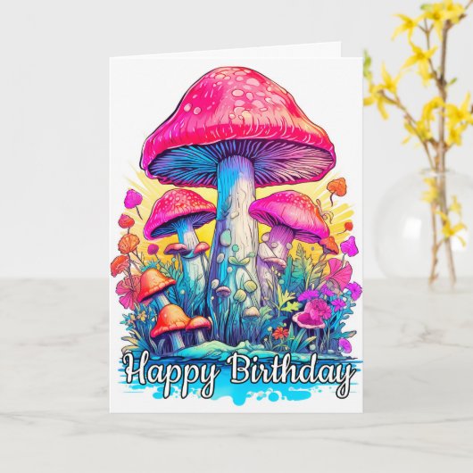 Illustration der Psychedelic Forest Mushroom Karte (Gelbe Blume)