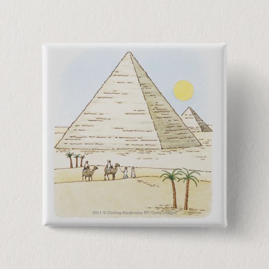 Illustration der Pyramiden und der Männer mit Button (Vorderseite)