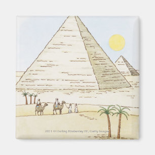Illustration der Pyramiden und der Männer mit Magnet