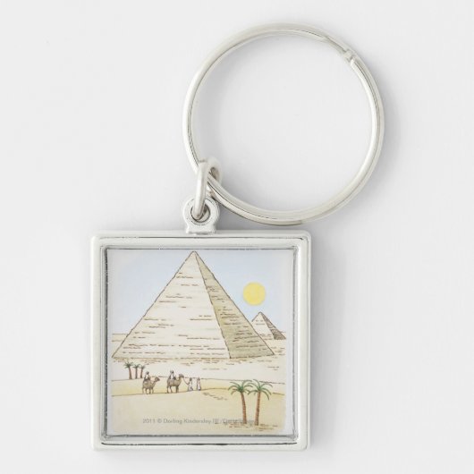 Illustration der Pyramiden und der Männer mit Schlüsselanhänger (Vorne)