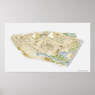 Illustration der Pyramiden von Giseh Poster