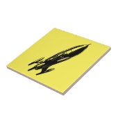 Illustration der Retro-Raumschiff-Rakete Fliese (Seite)