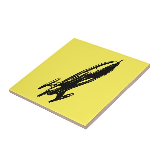 Illustration der Retro-Raumschiff-Rakete Fliese (Seite)