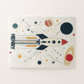 Illustration der Retro Space Rocket Puzzle (Horizontal)
