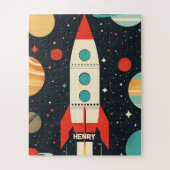 Illustration der Retro Space Rocket Puzzle (Vertikal)