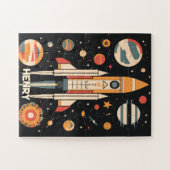 Illustration der Retro Space Rocket Puzzle (Horizontal)