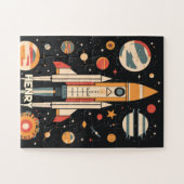 Illustration der Retro Space Rocket Puzzle (Horizontal)