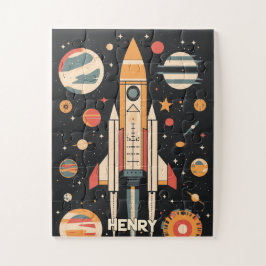 Illustration der Retro Space Rocket Puzzle
