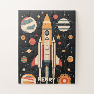 Illustration der Retro Space Rocket Puzzle
