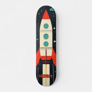 Illustration der Retro Space Rocket Skateboard
