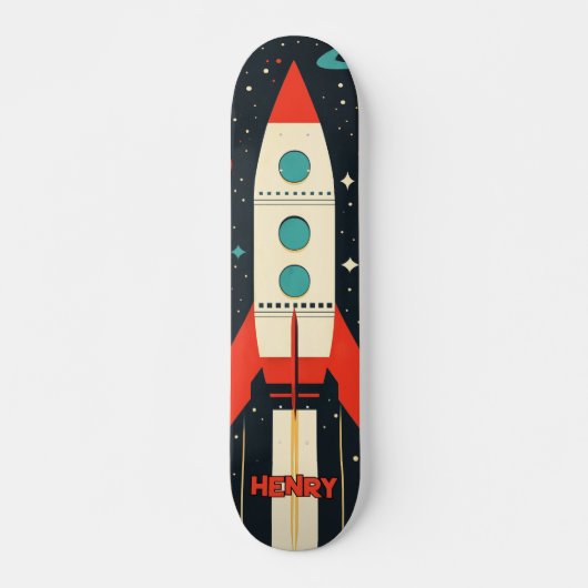 Illustration der Retro Space Rocket Skateboard (Vorne)