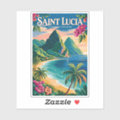 Illustration der Saint Lucia Pitons Reise Kunst Vi Aufkleber (Blatt)