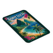 Illustration der Saint Lucia Pitons Reise Kunst Vi Magnet (Rechte Seite)