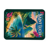 Illustration der Saint Lucia Pitons Reise Kunst Vi Magnet (Horizontal)