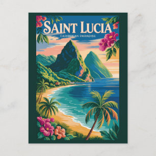 Illustration der Saint Lucia Pitons Reise Kunst Vi Postkarte