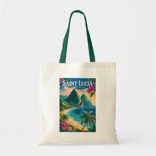 Illustration der Saint Lucia Pitons Reise Kunst Vi Tragetasche