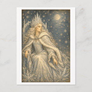 Illustration der Schneekönigin im Vintage-Stil Postkarte
