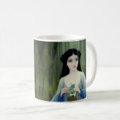 Illustration der schönen Frau im Wald Kaffeetasse (VorderseiteRechts)