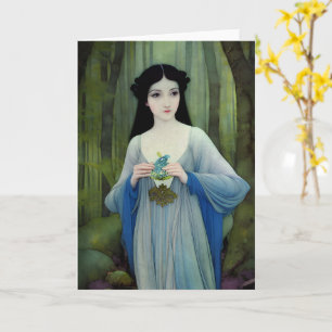 Illustration der schönen Frau im Wald Karte