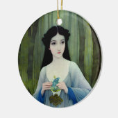 Illustration der schönen Frau im Wald Keramik Ornament (Links)