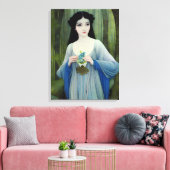 Illustration der schönen Frau im Wald Leinwanddruck (Insitu (Wohnzimmer))