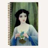 Illustration der schönen Frau im Wald Notizblock (Vorderseite)