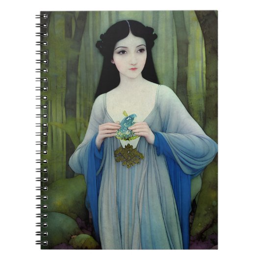 Illustration der schönen Frau im Wald Notizblock (Vorderseite)