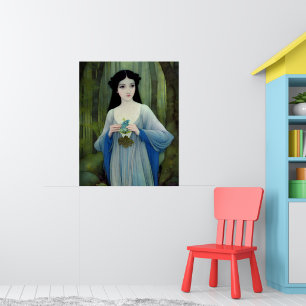 Illustration der schönen Frau im Wald Poster