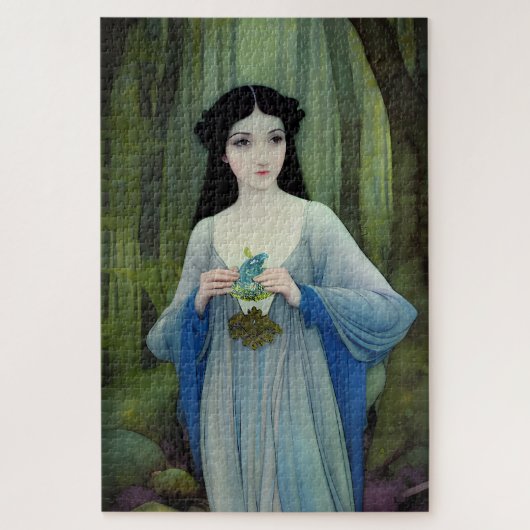 Illustration der schönen Frau im Wald Puzzle (Vertikal)