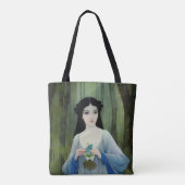 Illustration der schönen Frau im Wald Tasche (Rückseite)
