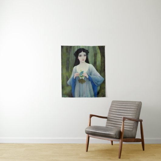 Illustration der schönen Frau im Wald Wandteppich (Beispiel)